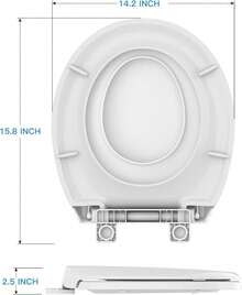 Asiento de inodoro redondo con asiento para niños, material segur-o de polipropileno, asiento de inodoro 2 en 1 para asiento de bebé integrado familiar, extraíble, 17 pulgadas, cierre suave + fácil de - Blanco - Ver 2