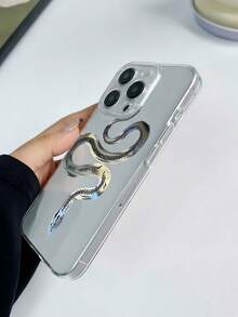 Funda para teléfono con diseño de serpiente plateada, compatible con iPhone 16, 15, 14 Pro Max, 13, 12, 11, XR y XS Plus. Fabricada en silicona TPU, ofrece protección contra golpes y caídas, además de una excelente sensación al tacto. Es el regalo ideal para familiares, amigos y seres queridos. - transparente - Ver 5