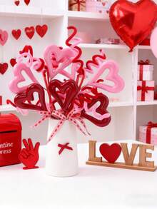 3支装心形浆果装饰签，DIY情人节礼物装饰，粉色心形浆果签搭配红色浆果，适用于情人节、婚礼、烛光晚餐、周年纪念日等场合。 - 彩色 - 查看 2