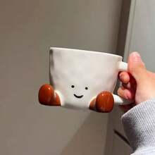 可爱焦糖脚印陶瓷杯，高端奢华釉面卡通马克杯，咖啡杯，水杯，办公室早餐杯 - 彩色 - 查看 10