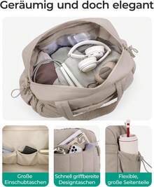 Lightweight, Quilted Sports Bag, Gym Bag With Multiple Compartments And Adjustable Shoulder Strap, Water-Resistant Nylon Travel Bag For Training/Commuting - 黑色 - 查看 2