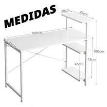 Mesa Auxilia Escritorio Para Oficina Minimalista Moderno Muebles Para Pc - Blanco - Ver 8
