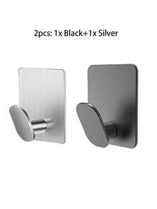 1pc/5pcs Adhesive Towel Hooks, Kitchen Hooks, Bathroom Wall Hooks, 304 Stainless Steel Heavy Duty Towel Rack Wall Hooks, Bathroom Clothes Hanger Hooks, Shower Towel Rack, Non-Slip & Waterproof, Suitable For Bathroom, Toilet, Kitchen