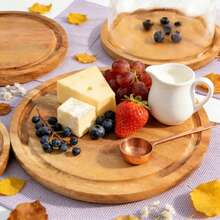 Round Acacia Wood Cheese Board With A Groove, Which Can Be Used As An Appetizer Tray, Suitable For Placing Cheese, Fruits And Appetizers. The Exquisite Wooden Tray Is A Kitchen Accessory And A Cheese Tray, Perfect For Parties And Also Can Be Used As A Gift. It Is An Ideal Choice For Weddings, Bridal Showers, Birthday Celebrations, Ramadan, Valentine's Day Gifts, And For Chefs. - Wood Color - View 5