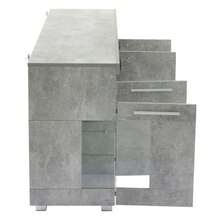 140*40*70cm Side Table, Living Room High-Gloss Side Cabinet With LED Light, Wide Sideboard, Tempered Glass Side Cabinet With 3 Compartments, White - Grey - View 8