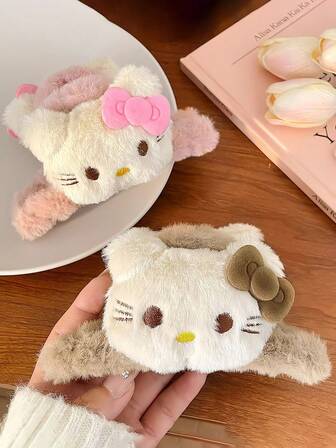  Sanrio 1pc Hello Kitty Hair Claw - Kawaii Double-Sided Plush Hair Claw | Sanrio Cute Hair Accessories For Girl Girls