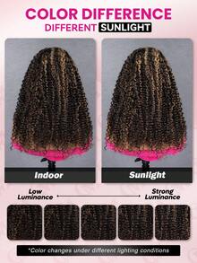 CURLYME Balayage Highlight Ombre Brown Kinky Curly Wear And Go Half Wig 3-In-1 Drawstring Human Hair Wig Seamless Natural Hairline 180% Density 16–28 Inch Glueless Beginner Friendly Christmas Gifts Daily Wear Travel Wig For Women - S1B/4/27 - View 6