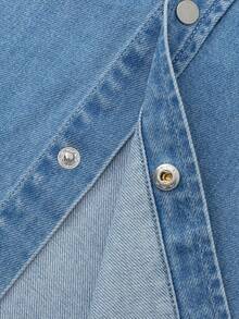 Balabala Kids' Denim Long Sleeve Shirt, Crisp Fabric, Casual School Style - Denim Light Blue - View 11