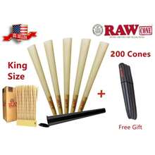 RAW Classic King Size Pre-Rolled Cones 200 Pack Andamp; Lighter Tube Three Tree Case - 如圖所示 - 查看 1