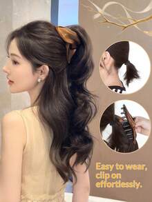 2026 New Satin Triangle Claw Clip Long Curly Ponytail, High-End Voluminous Updo Hairpiece - Multicolor - View 7