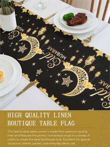1件伊斯兰派对装饰品，星月图案，复古斋月吊灯，多种尺寸可选的桌布，伊斯兰斋月开斋节派对用品，节日桌旗，斋月家居装饰，斋月，斋月吉祥，斋月快乐，开斋节快乐，开斋节，伊斯兰吉祥，吉祥枕套，斋月节装饰，开斋节 - 黑色1 - 查看 10