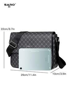 saroxi Men's Fashion Casual Messenger Bag, Multi-Functional Large Capacity, Adjustable Strap, Suitable For Travel, Hiking, Solid Color Minimalist Style Essential Crossbody Bag For Young Men And Students Valentine'S Day - 黑色 - 查看 11