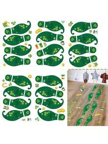 1/5/10 Sheets St.Particks Day Floor Decorations Green Footprint Clover Wall Stickers Luck Irish Party Window Decals For St. Patrick's Day Party Home Floor Window Walls Decor - Green - View 1