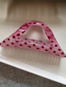 2个/1个 4.33英寸/11厘米 粉色波点和黄色纯色塑料发夹，时尚百搭，优雅简约，适合日常、休闲、派对、海滩、度假、发型设计、洗脸/洗头、化妆、服装配饰，秋季时尚发夹，秋季发饰，冬季发夹，时尚爪夹，优雅发爪，休闲发夹，美发夹，夏季 - 彩色 - 查看 7