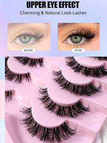 7 Pairs Fluffy Cat Eye Cartoon False Eyelashes - Natural Look, Suitable For Daily, Party And Other Occasions, Dense Transparent Lash Stems, Reusable, Easy To Apply - Beginner-Friendly False Lashes, Party Makeup, Durable Lash Material - Cat Eye Lashes - View 3
