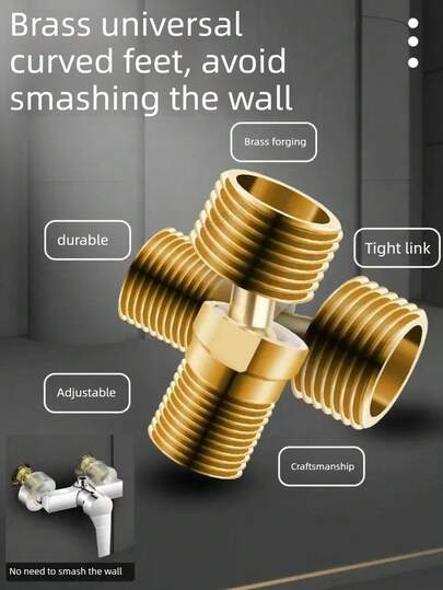 2pcs Adjustable Rotating Shower Valve Elbow, Eccentric Copper Connector With Leak-Proof Gasket And Diameter Adapter, Suitable For Bathroom Faucet Pipes