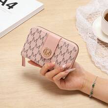 New Litchi Texture Letter Medium Wallet, Large Capacity Multi-Card Slots Short Wallet, Thick & Durable Handbag, Retro Coin Purse, Women Zipper Wallet, Multi-Layer Coin Pouch, Card Holder, Ladies Small Wallet - Multicolor - View 15