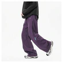 Vintage Outdoor Tactical Cargo Pants, Loose-Fit Straight-Leg Hiking & Casual Adventure Trousers - Màu tím - Xem 5