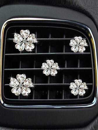 5 Uds. De Decoraciones De Fragancia Con Clip Para Salida De Aire De Coche En Forma De Flor De Cinco Pétalos Y Corazón, Decoración Interior De Aire Acondicionado Para Coche