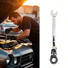 1pc Multifunctional 2-In-1 Ratchet Wrench Set, Movable Head, Reversible Torque Adjustment, Durable Chrome Vanadium Steel, Ergonomic Handle, Suitable For Automotive, Bicycle, Motorcycle, Boat Repair And Maintenance - Apricot - View 13