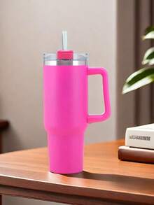 1pc 40OZ Portable 304 Stainless Steel Insulated Mug With Handle And Straw - Multicolor - View 9