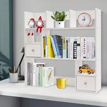 Wood Desk Organizer With File Organizer For Office Supplies Storage & Desk Accessories. Perfect Decor Combo For Desk Organization, Home Office And More(Pine Color/White) - White - View 4