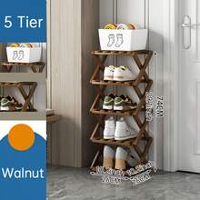 1 PCS Independent High-rise Folding Shoe Rack - Space-saving Narrow Design, Sturdy Bamboo Structure, Easy To Assemble, Perfect for Entrances, Dormitories or Family Organizations. Shoe Storage Organizer, Dormitory Organizer, Naturally Finished Furniture, Compact Design, Durable Structure, Minimalist Design, Sturdy and Durable, Apartment Life - 10 Stufen - Übersicht 4