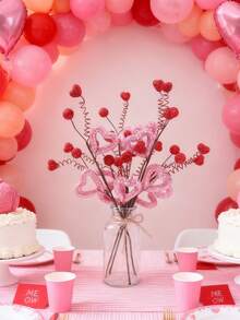 3支装心形浆果装饰签，DIY情人节礼物装饰，粉色心形浆果签搭配红色浆果，适用于情人节、婚礼、烛光晚餐、周年纪念日等场合。 - 彩色 - 查看 6