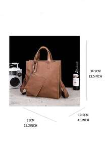 Bolso de mano tipo tote de cuero de caballo loco vintage en estilo vertical, bolso de hombro cruzado para hombres - Multicolor - Ver 11