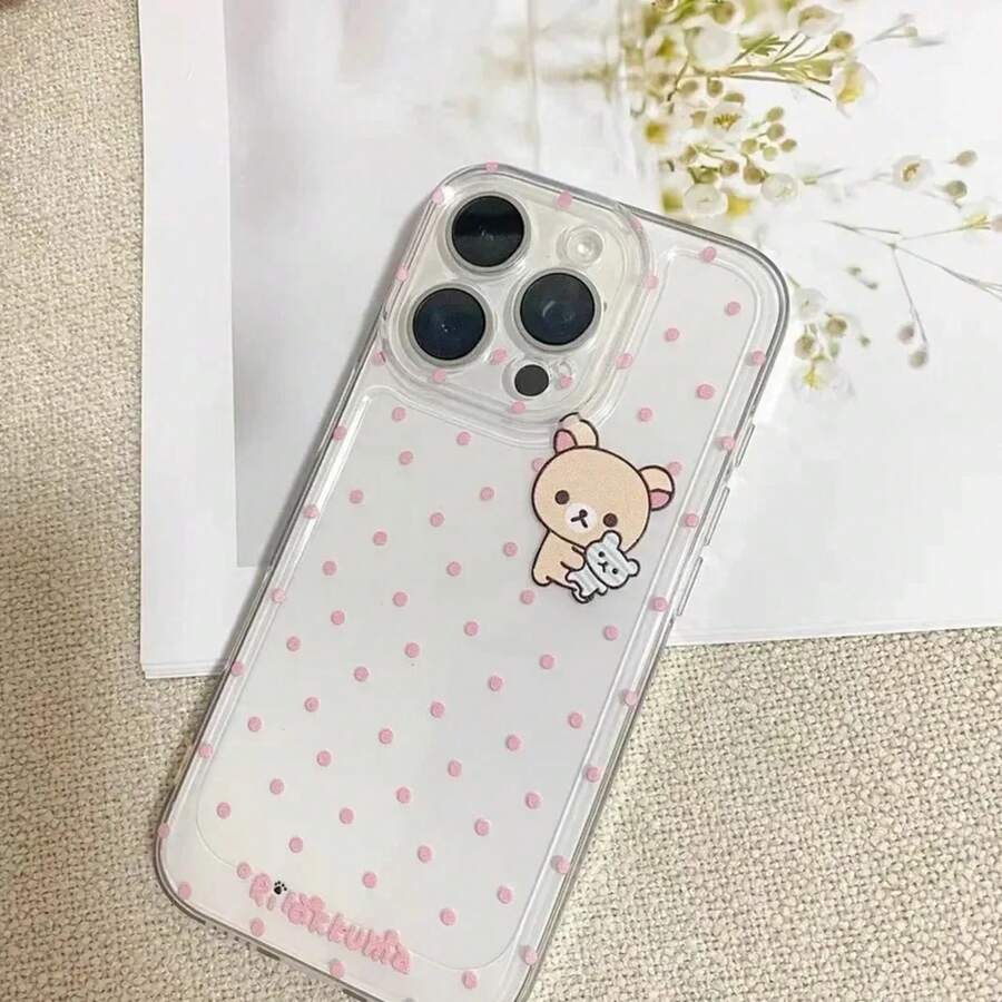 Korea Ins Full Polka Dots R-Rilakkuma Phone Case For  17AIR 17 16 15 14 13 12 11 Pro Max 7 8 Plus Mini Y2K Sweet Cover.Christmas Accessories. 16 Case 16 Pro Max Case 14 Cases Silicone Phone Case Phone Case - A - 查看 1