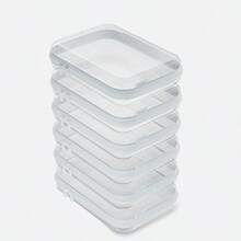 6PCS Clear Hard Shell Zipper Case,Portable Cosmetic Bag With Zipper,Kid's Toy Storage Organizer Bins,Hard Plastic Case,Clear Bags For Organizing - White + 6Pcs-medium - View 1