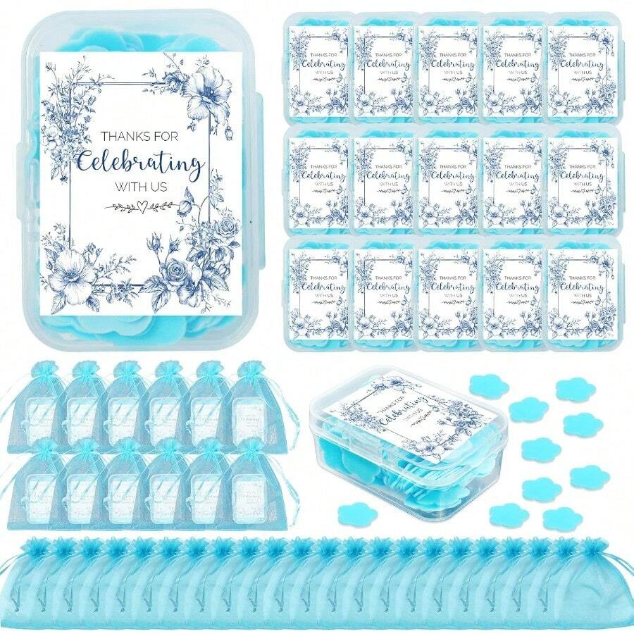 DSomething Blue Before I Do Bridal Shower Decorations - 24 Pcs Something Blue Before I Do Party Soap Favors Gifts Floral Bachelorette Wedding Engagement Party Decorations Plies For Guests - 藍色 - 查看 1