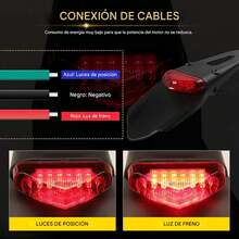 Trasero F*ender Mount Red LED Luz trasera Luz de freno Intermitentes Luz de matrícula para la mayoría de los modelos de motocicletas o motos de cross - Fácil de instalar, fuerte estabilidad - Negro - Ver 4