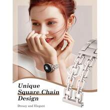 Wearlizer Metal Band Compatible With Samsung Galaxy Watch 7 6 5 4 FE Active 2 40mm 44mm/Watch 6 4 Classic 43mm 47mm 42mm 46mm/Watch 5 Pro 45mm Bands, 20mm Dressy Stainless Steel Chain Strap Women,Starlight - 星光 - 查看 3