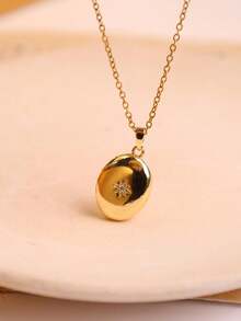 金色光泽水晶钻石复古浪漫金色不规则形状照片吊坠项链；不规则天使之眼皇冠吊坠；优雅叠戴首饰，女士照片吊坠项链（无包装盒） - 彩色 - 查看 21