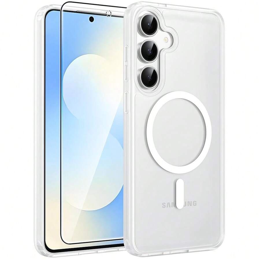 For Samsung Galaxy S25 FE Case: Magnetic Translucent Matte Military Grade Drop Proof Protection Cell Phone Cover - Slim Rugged Durable Shockproof Protective S25Fe Cases (White-6.7 Inch) - White - View 1