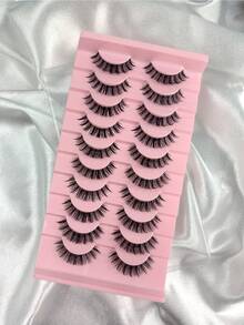 10 Pairs Of Natural Fluffy False Eyelashes Slim Soft Fluffy And Durable Naturally Extend The End Of The Eye Beautiful False Eyelashes Fashion Reusable Suitable For Daily Outings Commuting And Wearing On Campus