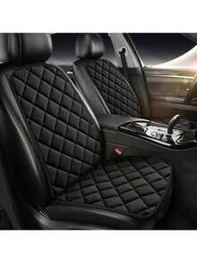 Set 2 perne auto din pluș (1 pernă pentru scaun + 1 spătar) - Potrivit pentru scaunul față individual în timpul iernii, design cu grilă în spic de hering, ușor de prins, potrivit universal pentru sedanuri și SUV-uri (negru/violet/gri/maro/roșu/bej) - Vizualizare 1