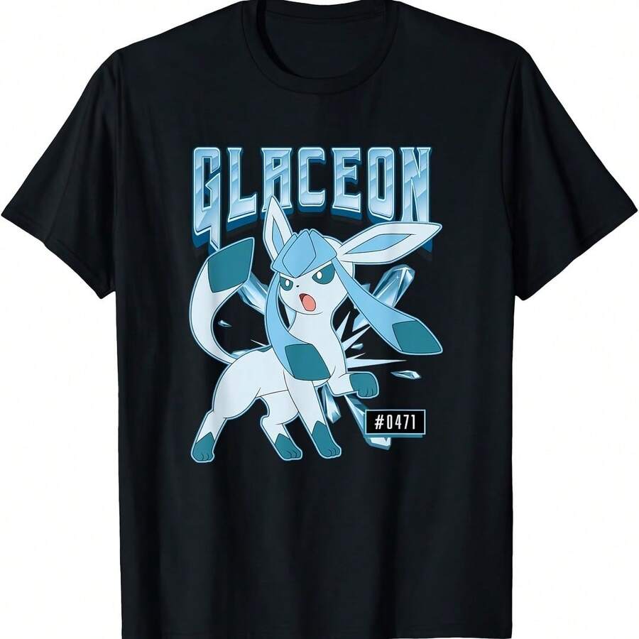 Glaceon #0471 Ice Type Eeveelution Portrait T-Shirt - Merah - View 1