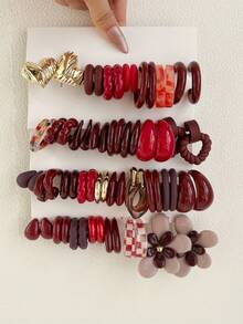 1-20 paires d'boucles d'oreilles surdimensionnées inspirées de cœurs en acrylique, de lettres, de formes géométriques et de pièces de monnaie vintage, en combinaison aveugle. Convient pour les femmes, la fête des mères, la Saint-Valentin, Noël, le Nouvel An et le port quotidien. - Multicolore - Voir 1