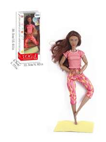 1pc 11.81" Fashion Doll Yoga Girl With Black Skin, 21 Joints Fitness Sports Girl Figurine, 360° Rotatable Limbs, Suitable For Desktop Decoration, Miniature Scene, Birthday/Holiday Gift, Roleplay Toy - Multicolor - View 13