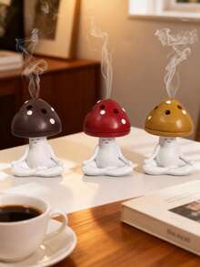 1 Stück pilzförmiges Harz-Ornament - süßer, kreativer Räucherstäbchenhalter & Dekoration für Esszimmer, Wohnzimmer, Schreibtisch, Yoga- & Meditationsräume für den Ramadan - Verschiedenfarbig - Übersicht 4