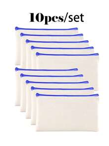 50/20/10/5件套空白帆布铅笔盒，配彩色拉链，DIY工艺绘画空白升华化妆包，洗漱用品收纳袋，学生文具袋，学校用品拉链袋，创意礼品袋，适合生日、节日、母亲节、情人节、开斋节等场合，轻便旅行收纳袋，个人物品收纳袋 - 米色 - 查看 12