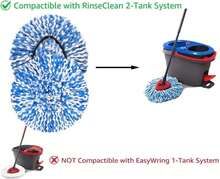 4 Pack Mop Replace Heads Compatible For OCeda, Spin Mop Refill Head Replacement For RinseClean 2-Tank System - Fluffy Microfiber, Machine Washable And Easy To Replace - MàuC - Xem 3