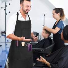 1 Pc Adjustable Bib Apron, 4 Pockets, Cooking Kitchen Apron, Suitable For Female Male Chefs, Suitable For Home Kitchen Cooking, Chefs, Outdoor Barbecue And Painting, Kitchen, Bathroom, Home - 1pc Black - View 7
