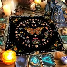1PC Elegant Triple Moon Altar Cloth - Mystical Floral & Celestial Design, With Tarot Bag Optional,Moon Phase Tarot Mat With Butterfly & Crescent Moons, Witchy Cottage Core Decor For Spreads, Moon Decorations Room Decor - Multicolor - View 2