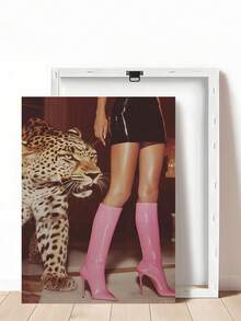 1pc Retro Leopard Poster, Luxury Art, Vintage Pink Leopard & Boots Print, Festival Gift,Suitable For Bedroom,Living Room,Kitchen,Apartment,Wall Arts,Wall Decor,Home Decor,Room Decor, Canvas Wall Art, Posters, Wall Art With Frame, Optional Frame ﻿ ﻿ - Multicolor - View 12