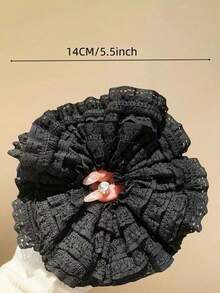 1/2 Peças Elásticos de Cabelo Elegantes em Formato de Salsicha com Renda Vazada, Preto e Branco, Multifuncionais, Textura Sedosa, Decoração com Estampa Floral, Macios e Duráveis, Adequados para Mulheres, Podem Ser Usados como Acessórios de Cabelo, Elásticos, Porta-Rabos ou Fitas Elásticas de Cabelo - Multicolorido - Visão 12