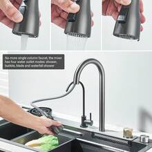 Fregadero De Cocina, Acero Inoxidable Fregadero De Cocina con Cascada, Moderno Tarjas Para Cocina de lluvia Volador con Dispensador y Accesorios para Bar, Comedor(80 * 45cm)