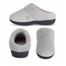 Isotoner Women's Classic Hoodback With Memory Foam Slipper,8.5-9,LightGrey - LightGrey - View 4